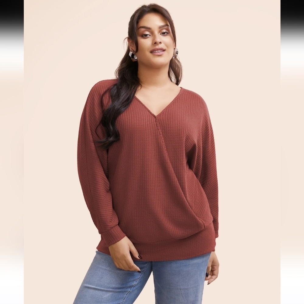 NWOT BloomChic Solid Waffle Knit Wrap Long Sleeve T-shirt Size 22/24